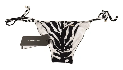 Shop Dolce & Gabbana Black White Zebra Swimsuit Bikini Bottom Women's Swimwear In Brown
