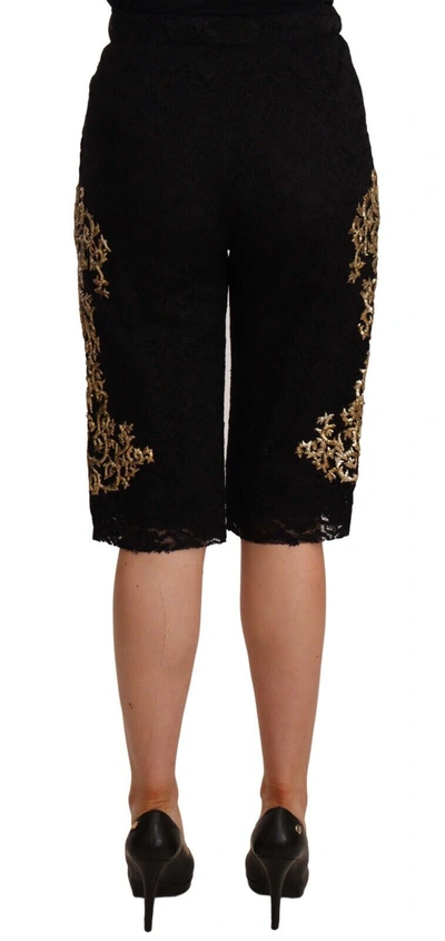 Shop Dolce & Gabbana Black Lace Gold Baroque Special Piece Women's Shorts