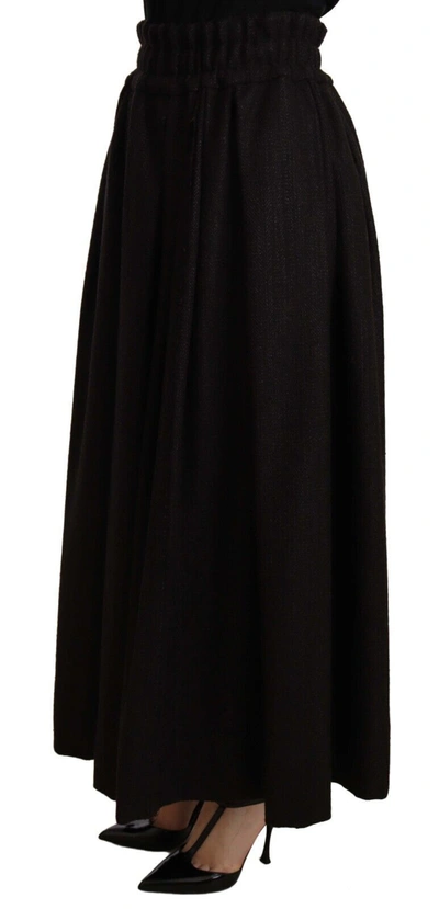 Shop Dolce & Gabbana Black Wool High Waist Maxi Piece Women's Skirt