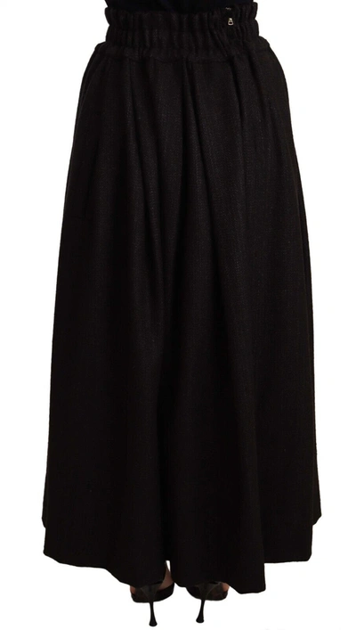Shop Dolce & Gabbana Black Wool High Waist Maxi Piece Women's Skirt