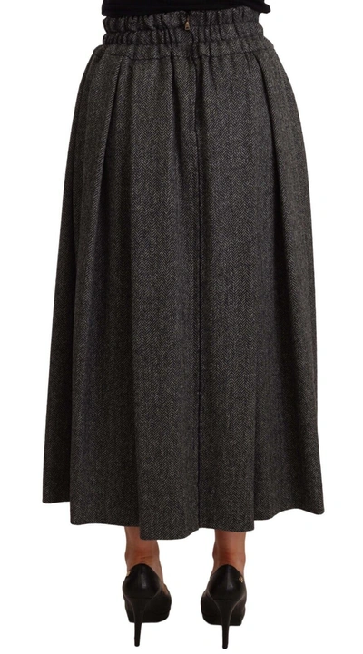 Shop Dolce & Gabbana Gray Wool High Waist A-line Piece Women's Skirt