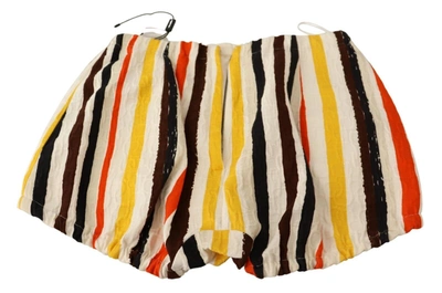 Shop Dolce & Gabbana Multicolor Striped Cotton Hot Pants Women's Shorts