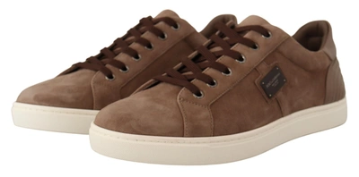 Shop Dolce & Gabbana Brown Suede Leather Sneakers Men's Shoes In Bown