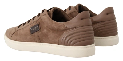 Shop Dolce & Gabbana Brown Suede Leather Sneakers Men's Shoes In Bown