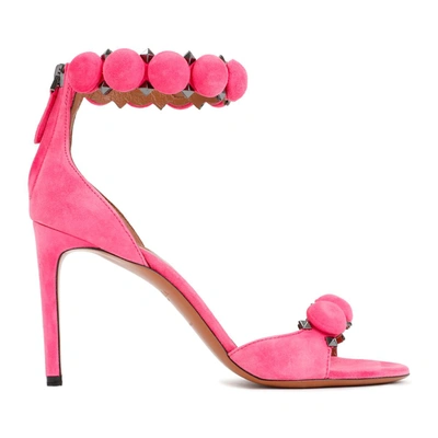 Shop Alaïa Alaia  La Bombe Ankle Bracelet Sandals Shoes In Pink &amp; Purple