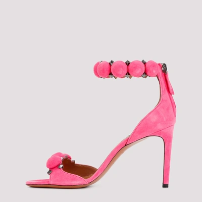 Shop Alaïa Alaia  La Bombe Ankle Bracelet Sandals Shoes In Pink &amp; Purple