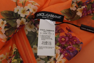 Shop Dolce & Gabbana Orange Floral Print Long Sleeve Women's Blouse