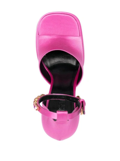 Shop Versace Satin Platform Sandals In Fuchsia