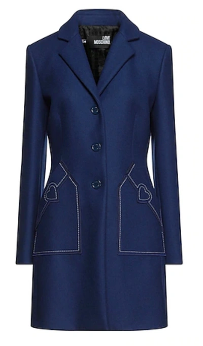 Shop Love Moschino Blue Wool Jackets &amp; Women's Coat