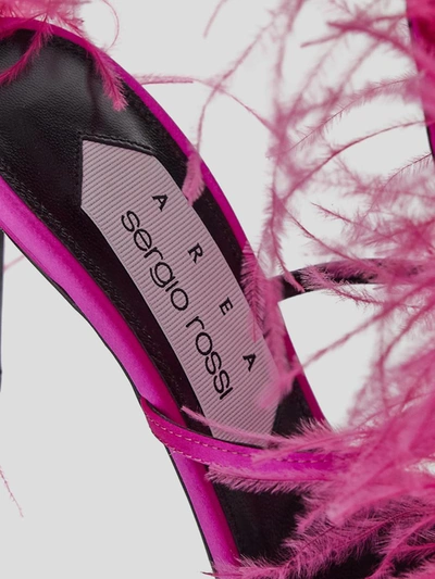 Shop Area X Sergio Rossi Dragon Fruit Feathers Sandals In Dragonfruit