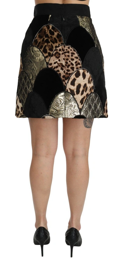 Shop Dolce & Gabbana Multicolor Leopard Print High Waist Mini Women's Skirt