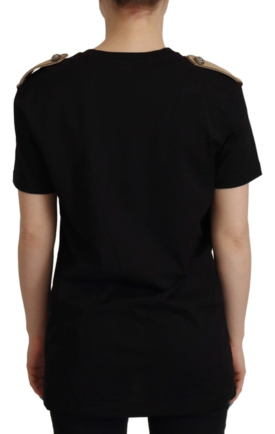 Shop Dolce & Gabbana Black Logo Motive Crewneck Cotton Women's T-shirt
