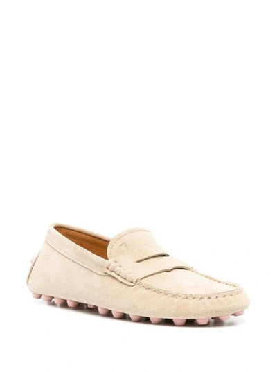 Shop Tod's Beige Gommino Suede Loafers In Leather Woman