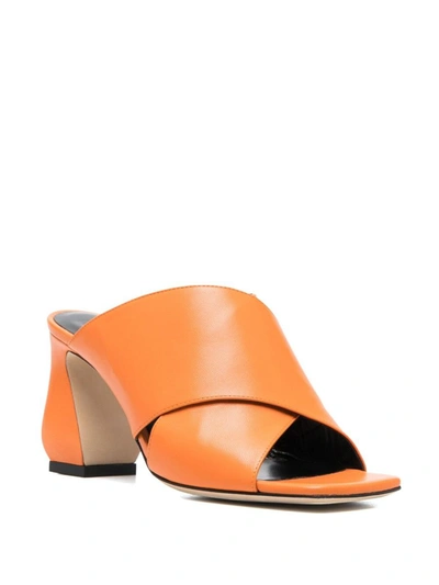 Shop Si Rossi Leather Mules In Orange