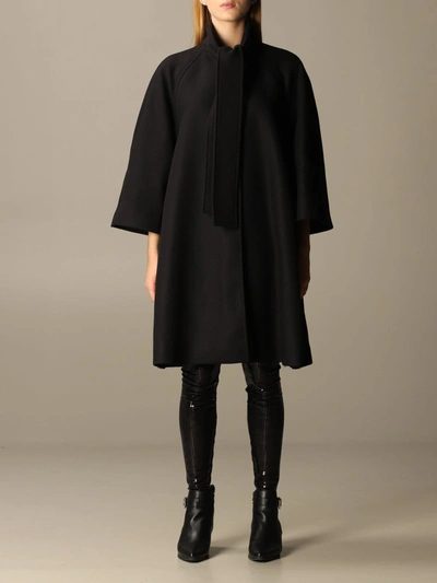Shop Love Moschino Black Wool Vergine Women's Coat