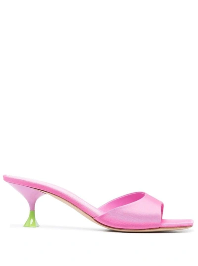 Shop 3juin 'kimi' Pink Sandals With Contrasting Enamelled Heel In Viscose Woman