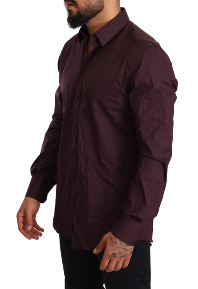 Shop Dolce & Gabbana Purple Cotton Blend Formal Dress Men's Shirt