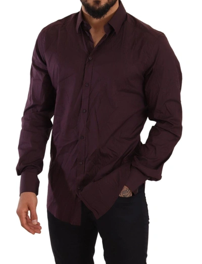 Shop Dolce & Gabbana Purple Cotton Blend Formal Dress Men's Shirt