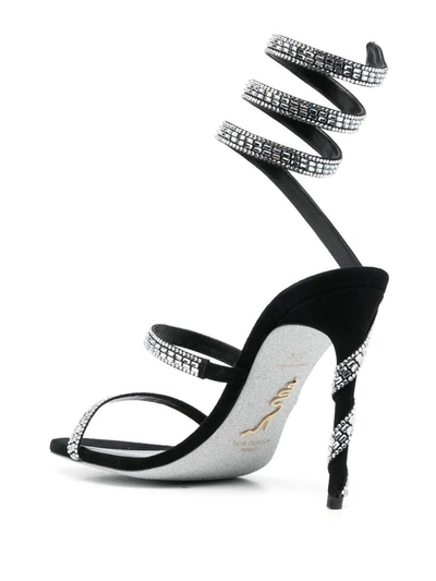 Shop René Caovilla Rene Caovilla Margot Crystal Embellished Heel Sandals In Black