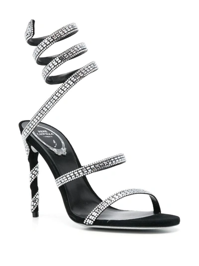 Shop René Caovilla Rene Caovilla Margot Crystal Embellished Heel Sandals In Black