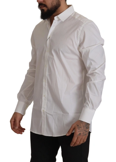 Shop Dolce & Gabbana White Cotton Blend Formal Martini Men's Shirt