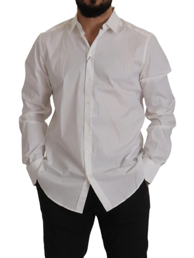 Shop Dolce & Gabbana White Cotton Blend Formal Martini Men's Shirt