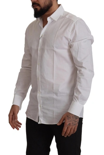 Shop Dolce & Gabbana White Slim Fit Cotton Formal Dress Men's Shirt