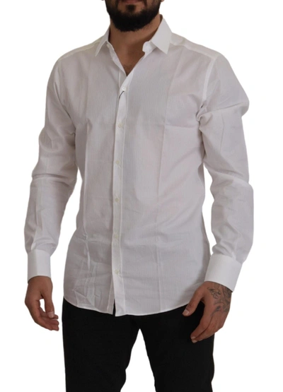 Shop Dolce & Gabbana White Slim Fit Cotton Formal Dress Men's Shirt