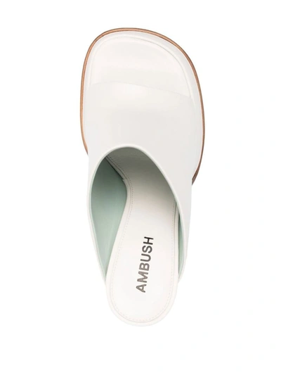 Ambush 115mm Leather Platform Mules In White