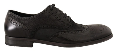 Shop Dolce & Gabbana Black Leather Brogue Wing Tip Men Formal Men's Shoes