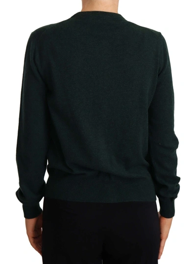 Shop Dolce & Gabbana Green Cashmere Dg Buttons Cardigan Women's Sweater
