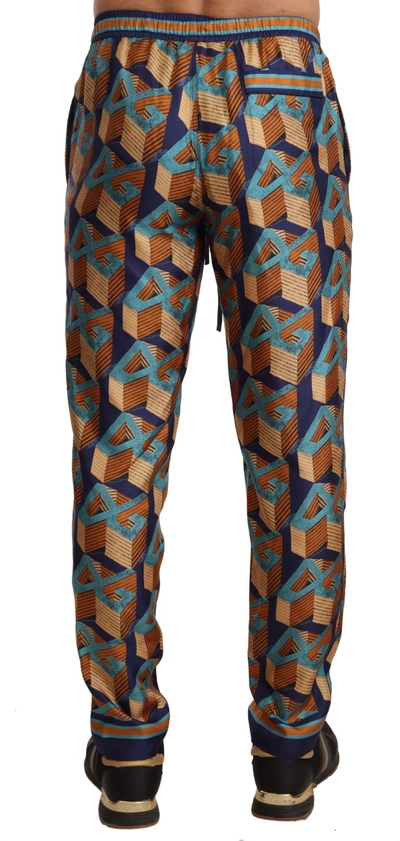 Shop Dolce & Gabbana Multicolor Patterned Joggers Silk Men's Pants