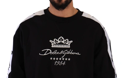 Shop Dolce & Gabbana Men's Cotton Crewneck Crown 1984 Stars Pullover Men's Black