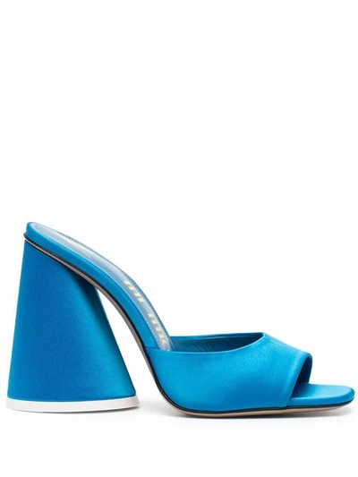 Shop Attico The  Luz Satin Mules In Clear Blue