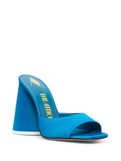 Shop Attico The  Luz Satin Mules In Clear Blue