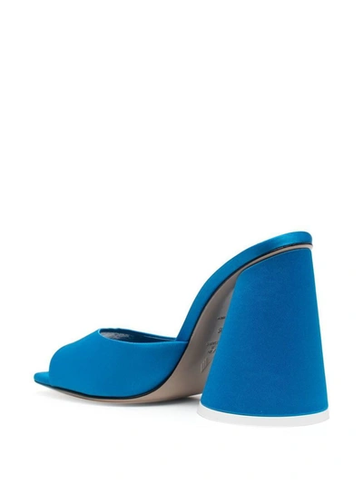 Attico Luz Satin Mules In Clear Blue
