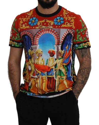 Shop Dolce & Gabbana Majolica Soldier Cotton Mens Exclusive Men's T-shirt In Multicolor