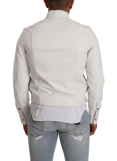 Shop Diesel Exquisite White Leather Biker Men's Jacket