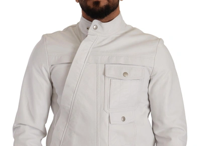 Shop Diesel Exquisite White Leather Biker Men's Jacket