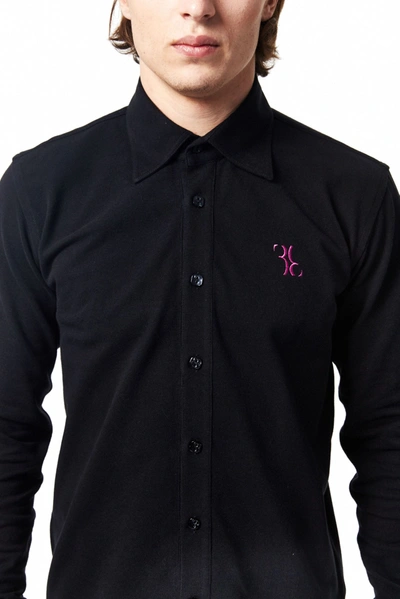 Shop Billionaire Italian Couture Black Cotton Men's Shirt