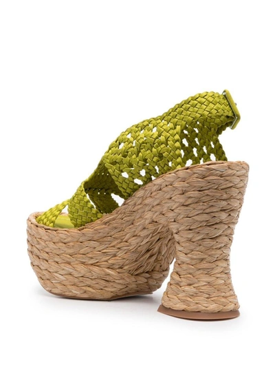 Shop Paloma Barceló Crochet Slingback Sandals In Yellow