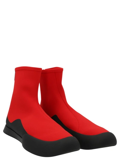 The Row Zippered Short Boots In Red