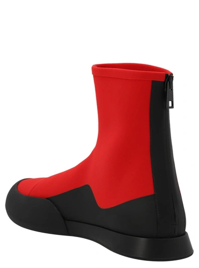 The Row Zippered Short Boots In Red