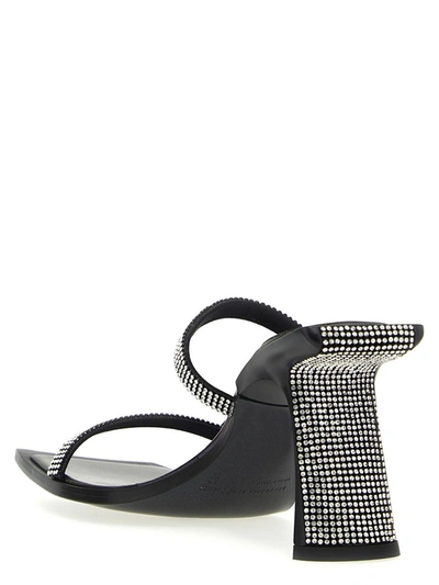 Benedetta Bruzziches Square Toe Rhinestone Double Strap Sandals In Black