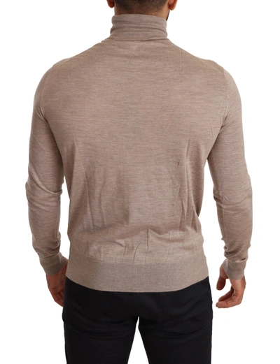 Shop Dolce & Gabbana Beige Cashmere Turtleneck Pullover Men's Sweater