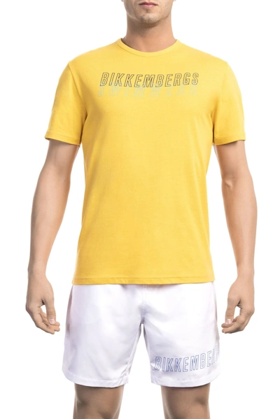 Shop Bikkembergs Yellow Cotton Men's T-shirt