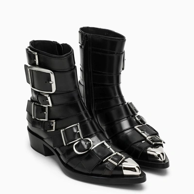Shop Alexander Mcqueen Punk Buckle Boots In Black