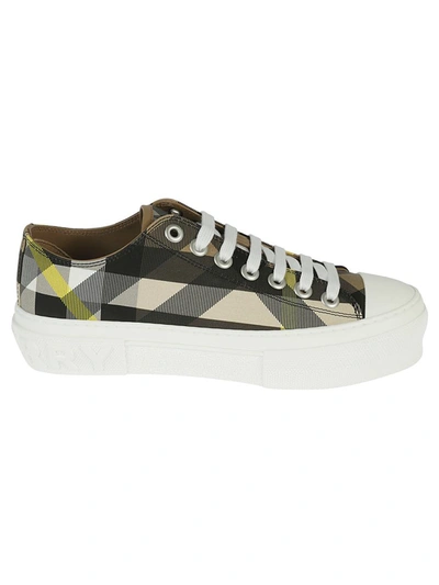 Shop Burberry - Exaggerated Check Sneakers In Wheat Ip Check