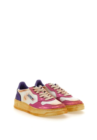 Shop Autry "medialist Low Super Vintage" Leather Sneakers In White