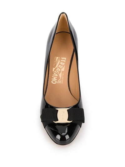 Shop Ferragamo Vara Patent Leather Pumps In Black